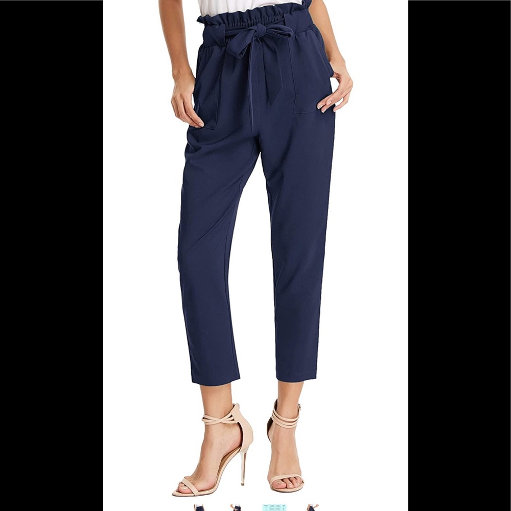 Grace Karin Women’s Cropped Paper Bag Waist Pants